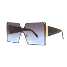 2019 Oversized Square Rimless Sunglasses Women Brand Designer Flat top Big Sun Glasses Female One Piece Sunglasses